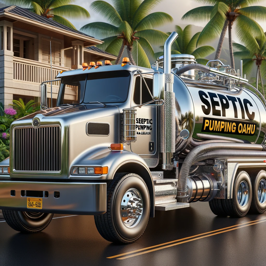 Septic Pumping Oahu Truck An image of a septic pumping truck with the words "Septic Pumping Oahu" on the side.